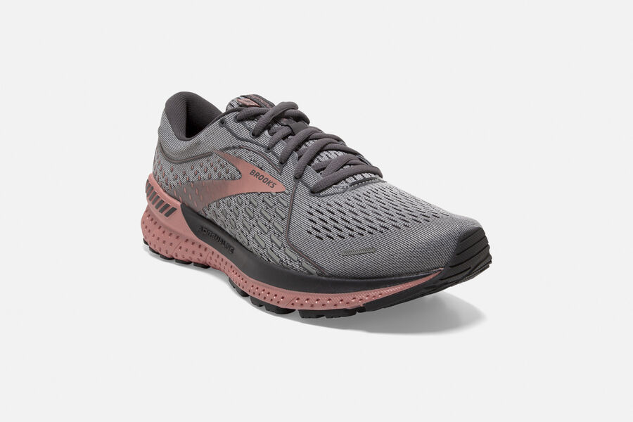 Brooks Adrenaline GTS 21 Road Running Shoes - Womens - Dark Grey/Pink - UQ9512763